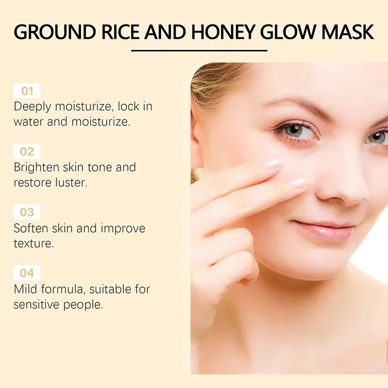 3pcs Rice Honey Facial Skincare Set Rice Extract Moisturizing Essence Facial Soothing Toner Honey Revitalizing Overnight Mask