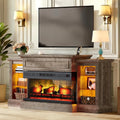 Farmhouse 60" Fireplace TV Stand with 28" Electric Fireplace | 3-Sided Electric Fireplace, Media Entertainment, Customized