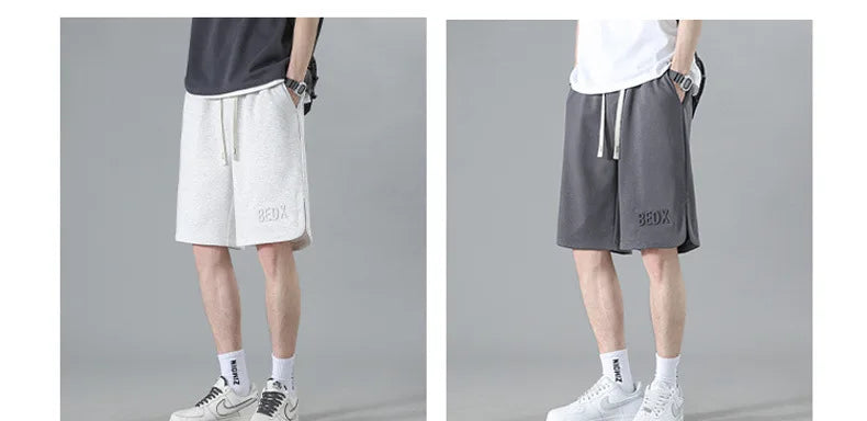 American Style Men's Summer Thin Sporty Loose Fit Casual Shorts Five-Quarter Polyester Fiber Straight Leg Street Style