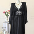 Women's Satin Lace Trim Robe & Nightgown Set – Silky Sleepwear, Sizes M–XL