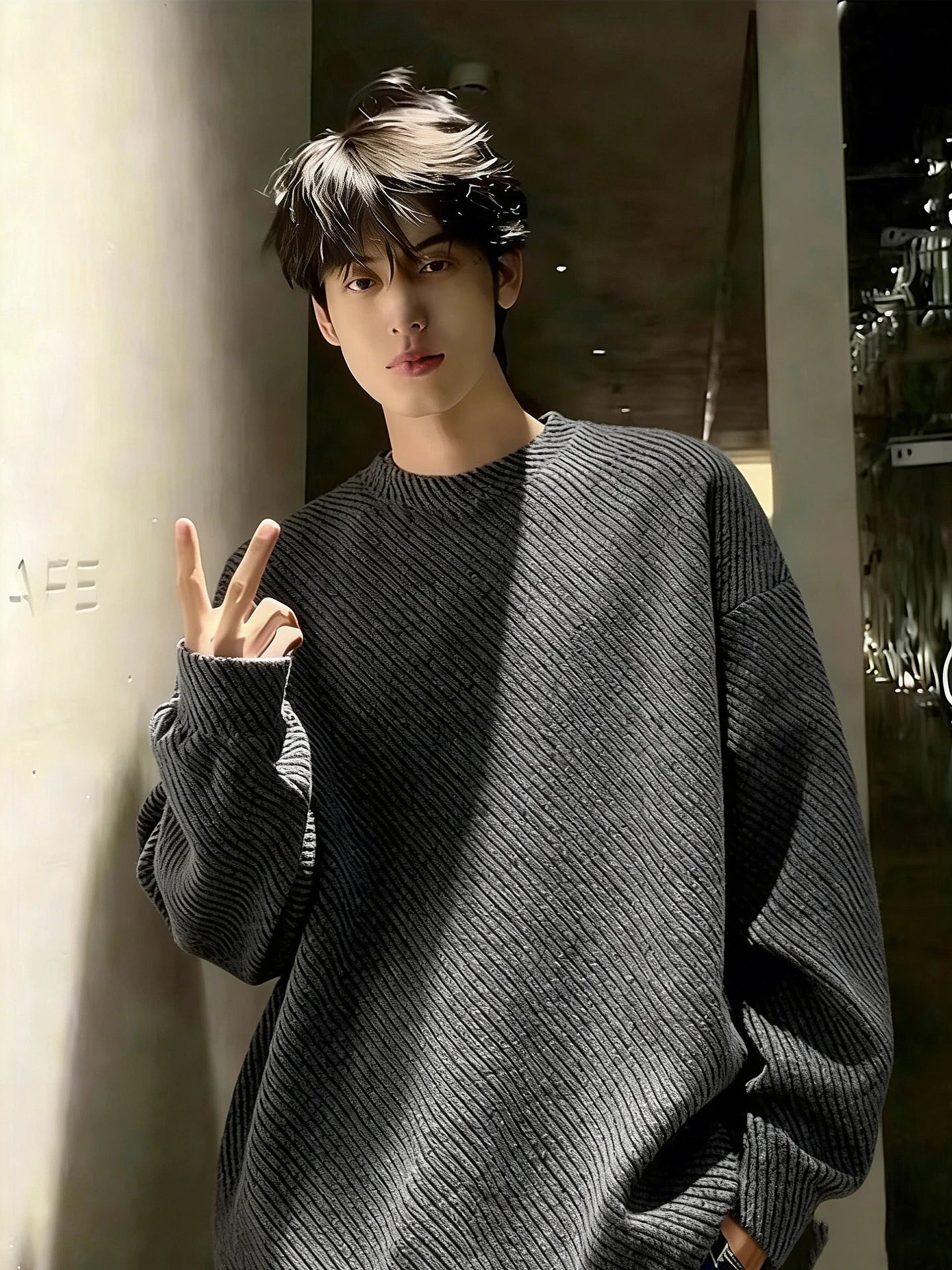 Men's round Ne Fce Lined Thi Long Sve Sweatirt Winter Casual Vintage Sle T-irt Comfortable Loose Fit Cotton P...