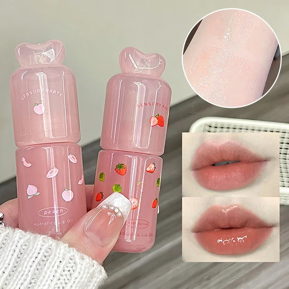 Blueberry Peach Lip Balm & Lip Gloss Set Light Hydrating Formula Relieve Dry Lips Remove Dead Skin Soothing Tender Lip Care