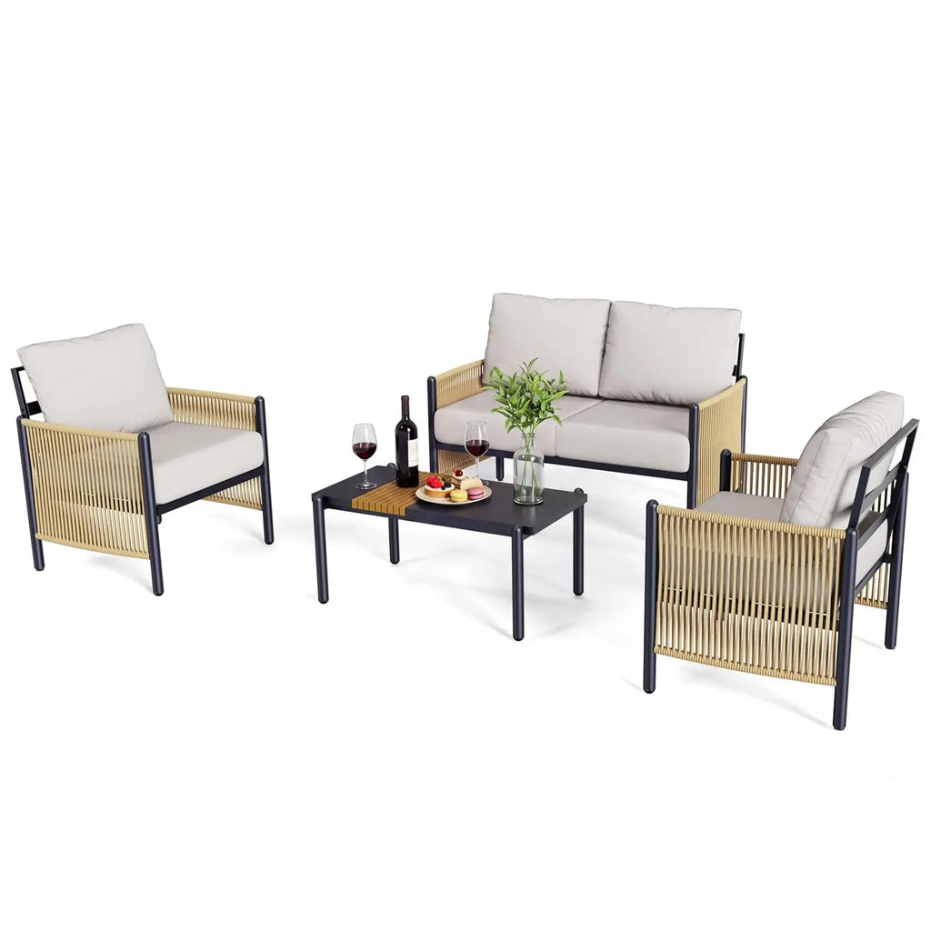 Aluminum Outdoor Patio Furniture Set 4 Seats, Customized