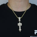 14K Gold Long Lab Moissanite Cross Pendant Wedding Pendants Necklace For Women'S Men Hiphop Jewelry