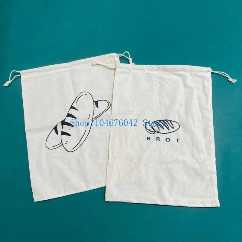 652F Bolsas de Lino Prácticas con Cordón para Pan Envasado Sostenible y Transpirable Perfectas para Pan, Frutas y Aperitivos
