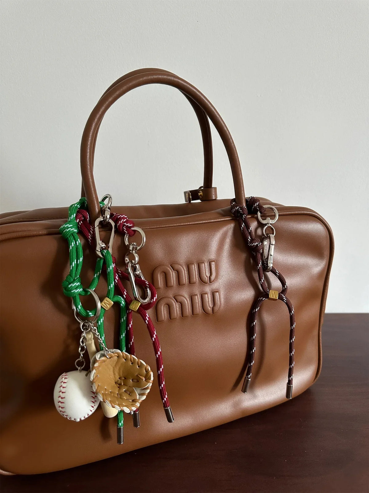 Colorful Miu System Baseball Car Keychain Bag Pendant Mobile Phone Hanging Nylon Rope Weaving Bag Hanging Accessories For Handba