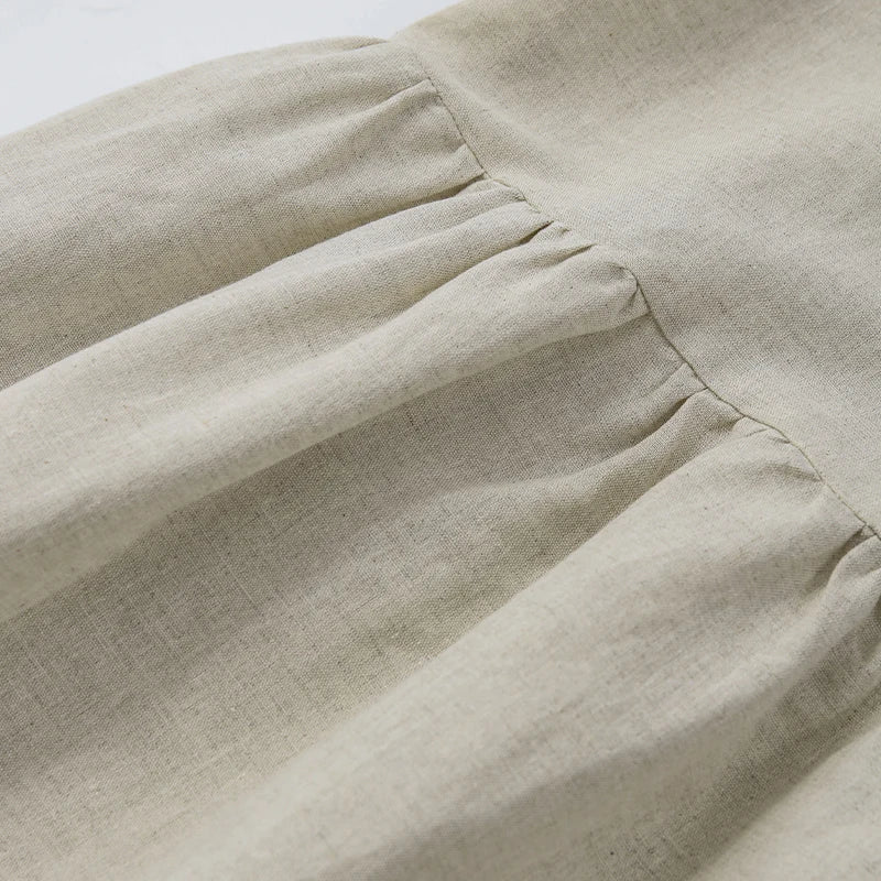 Cotton Linen Dresses For Women 2026 Casualshort Sleeve Back Bandage Harajuku Long Dresse Ladies Dresses Summer Sale Vestidos