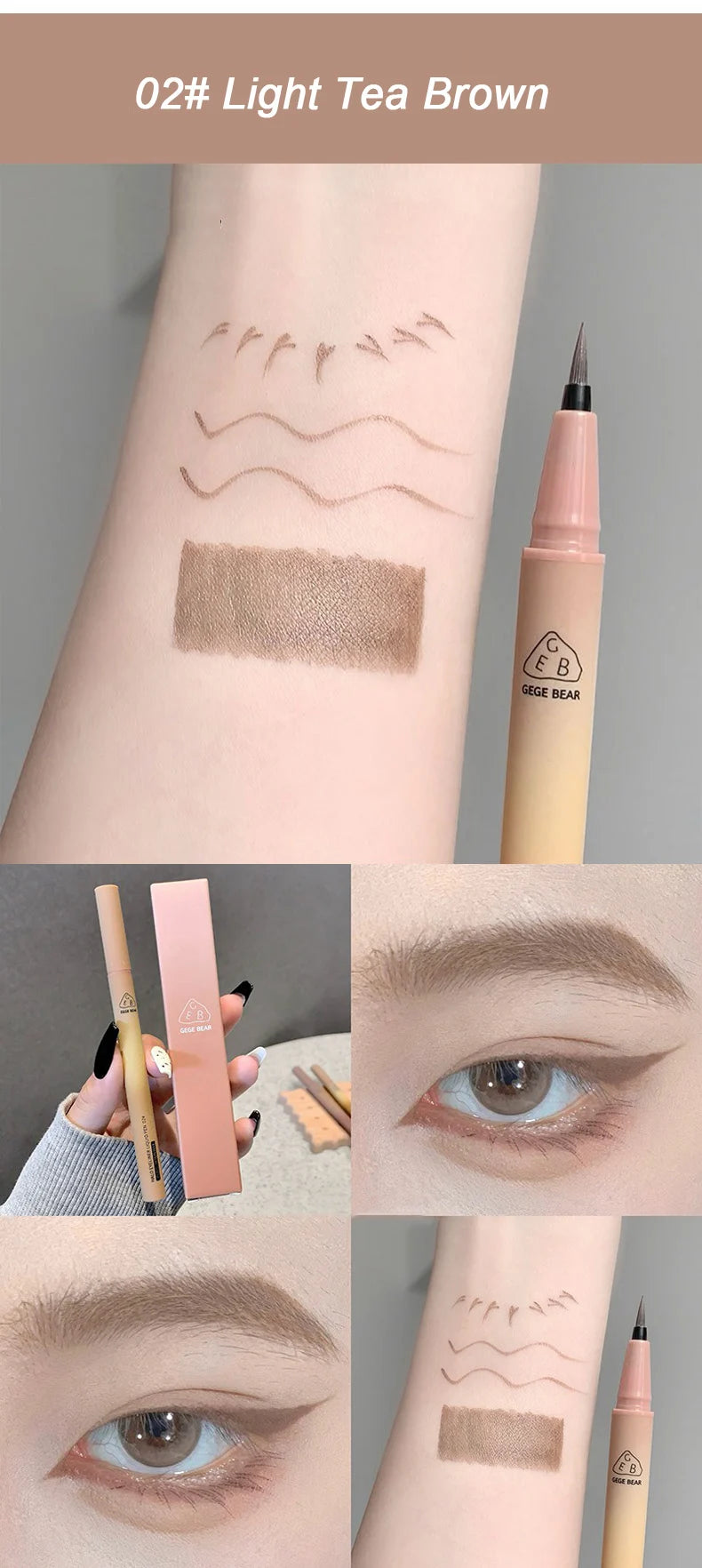 Waterproof Quick Dry Liquid Eyeliner Pen Ultra-fine Matte Black Brown Lasting Lying Silkworm Eyeliner Pencil Natural Eyes Makeup