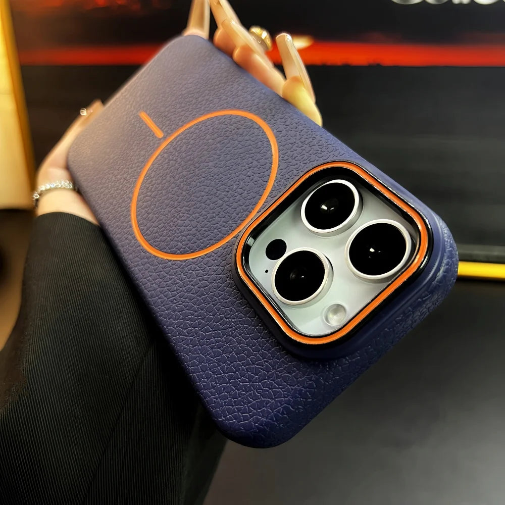 Lichee Pattern Magnetic 17promax Case for IPhone 17 Pro Max 16 14 15 Plus 13 12 17 Air Pro Max 11 for Magsafe Soft Cover