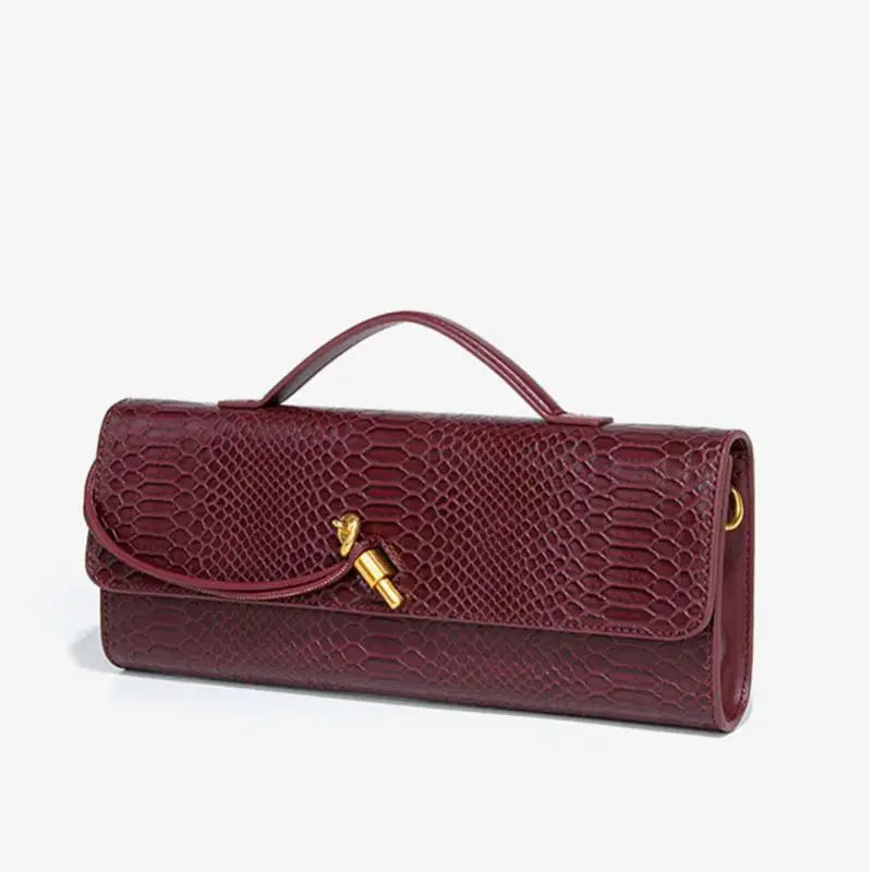 PU Leather Fashion Luxury Top-Handle Bag For Women Evening Handbag Long Purse Crocodile Pattern Crossbody Shoulder Bags