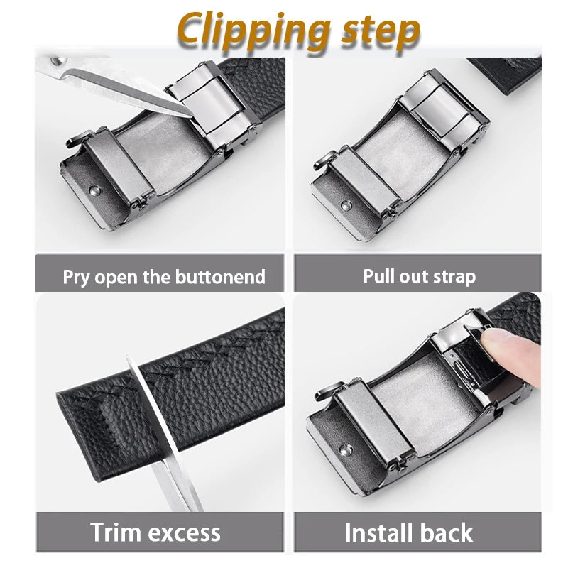 Men's Click Belt Business Luxury Designer Brand Genuine Leather Belts Jeans Automatic Adjustable Alloy Buckle Waist Straps Belts