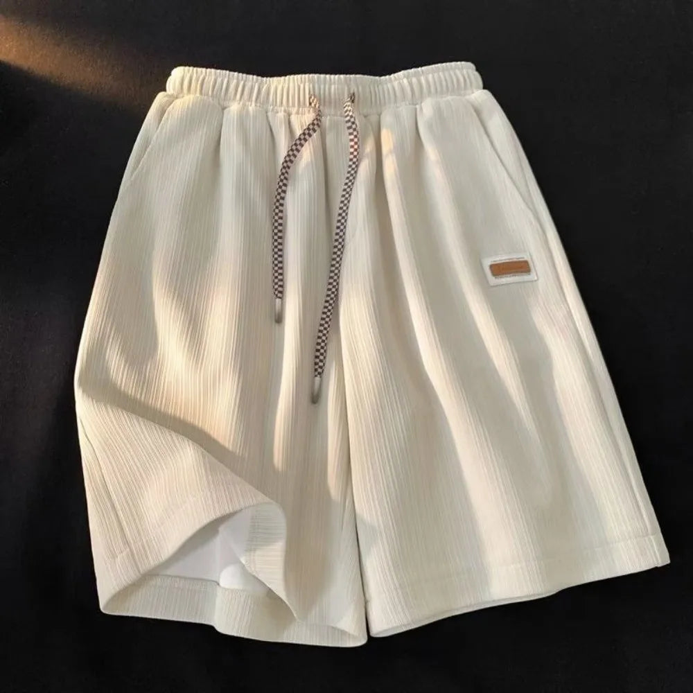 Trendy Thin Shorts for Men Elastic Waist Drawstring Summer Shorts Loose Breathable Running Shorts Summer Wear