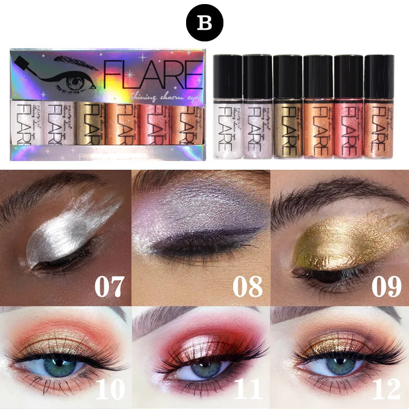 Flash Liquid Eyeliner Pen 6 Pack Durable Shiny Waterproof Colored Eyeliner For Beginners And Pros
