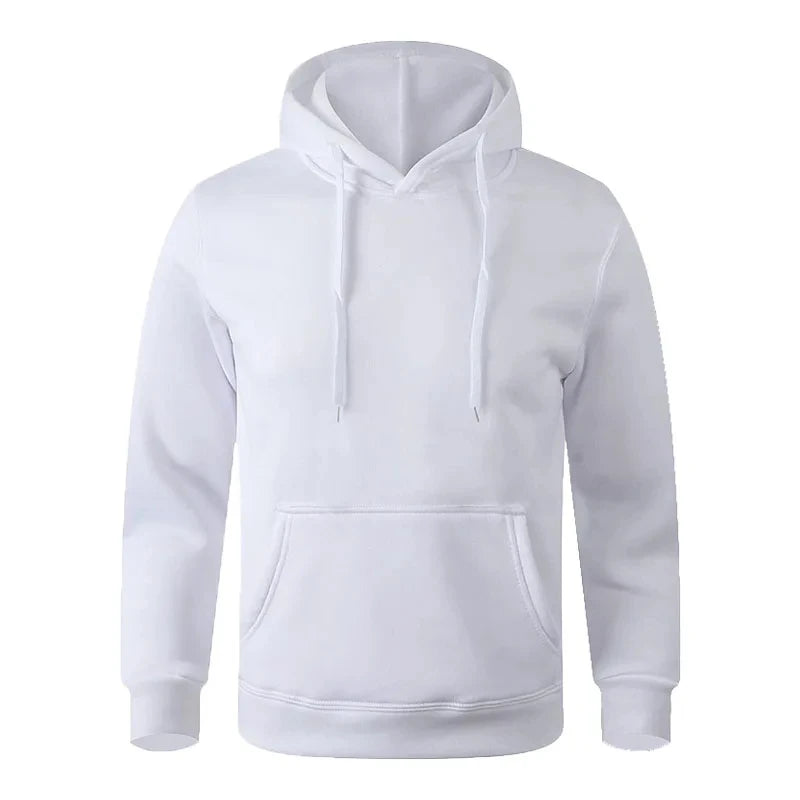 Unisex Fleece Hoodie - Casual Pullover Sweatshirt Black White