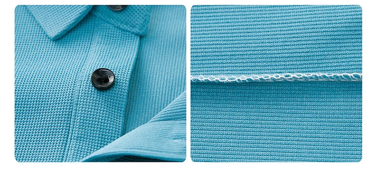 New Men's Casual Waffle Short Sleeve Polo Shirt Fashion Solid Color Top