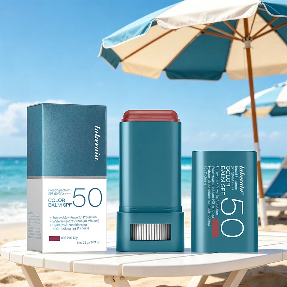 Sunscreen SPF 50 Blush Stick Long-Lasting Waterproof Tinted Blush for Glowing Cheeks Sun Protection & Natural Flush Face Makeup