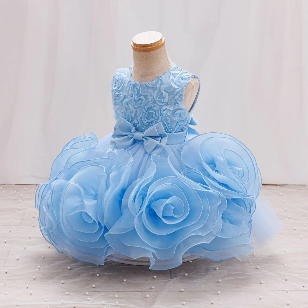 HETISO Girl Flower Dress Tutu Mesh Children's Wedding Ball Gowns Baby Suitable Sleeveless Party Wear