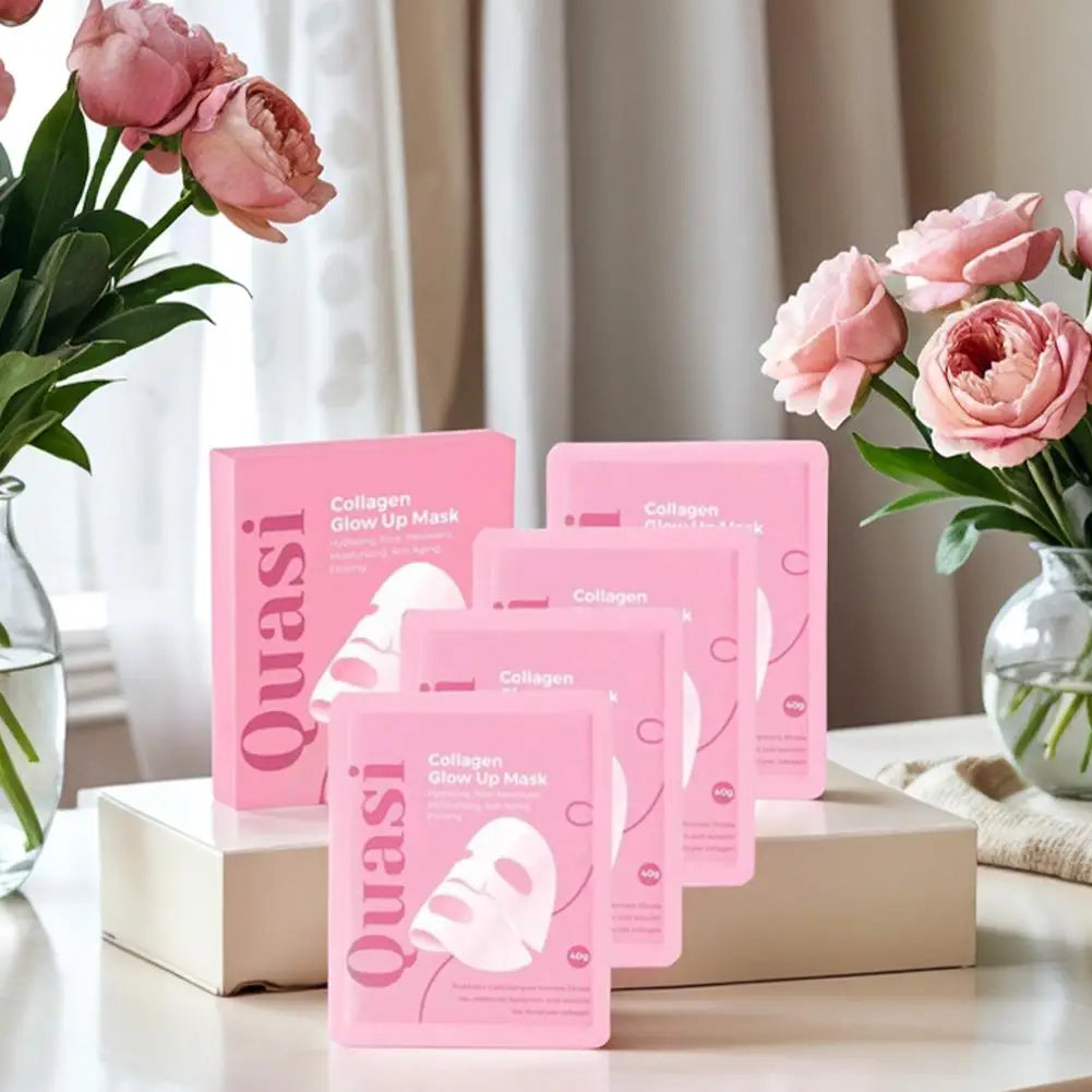 4PCS Quasi-Biological Collagen Hydrating Mask Overnight Brightening Anti-Aging Pore Minimizing Fine Line Reducing Mask Face Care
