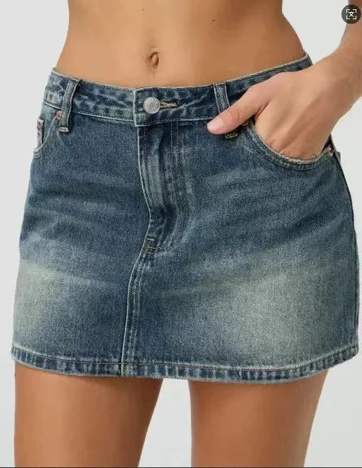 New 2026 Summer Women's Elastic Slim-fit  Denim Short Skirt  Female Fashion Casual Mid Waist Jeanse Skirt