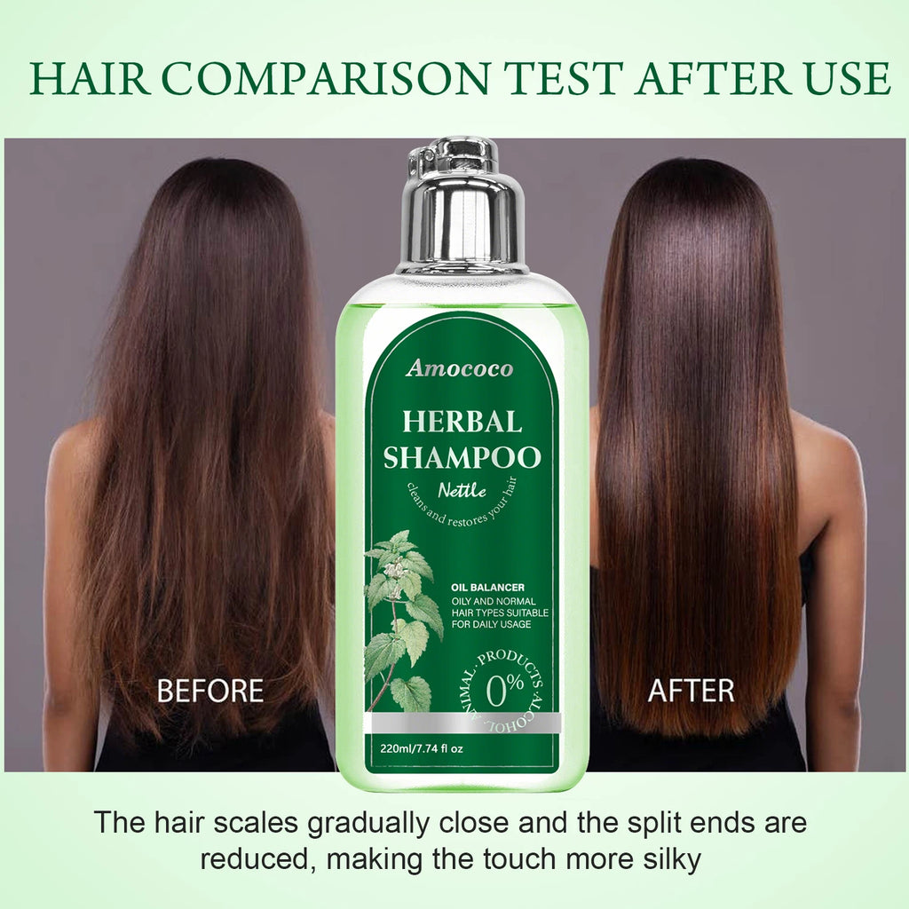 Amococo Nettle Shampoo 3 x 220ml - Oil Balancing Hair Cleanser