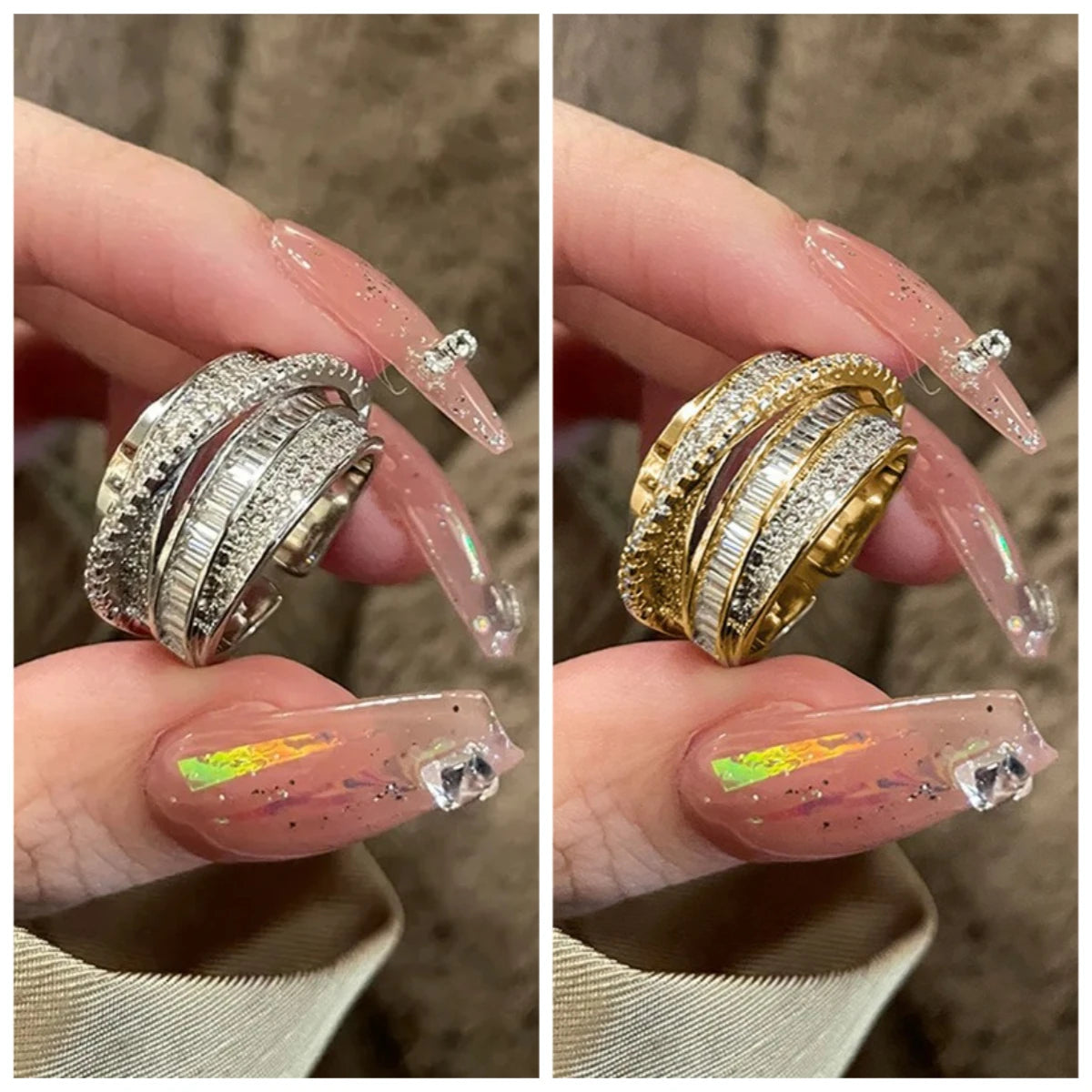 Irregular Pleated Ring For Women'S Men Open Adjustable Rings Wide Trendy Finger Rings Y2K Accessories Fashion Punk Jewelry