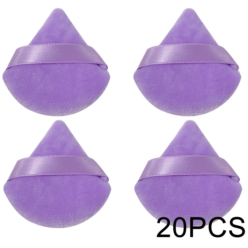 Triangle Velvet Powder Puff Set For Wet And Dry Makeup Puffs Twenty And Thirty Pieces Pro Beauty Tool