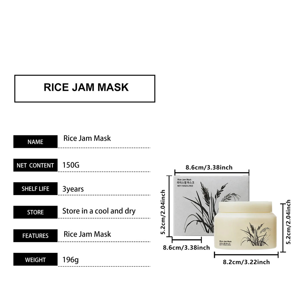 Korean Rice Jam Mask Deep Cleansing & Hydrating Mask Brightening & Firming Treatment for Smooth, Glowing Skin K-Beauty Face Care