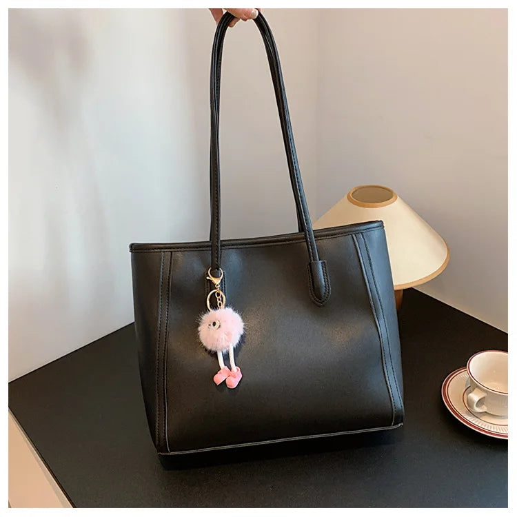 Solid Color PU Leather Women's Handbag, Versatile Korean Single Shoulder Underarm Bag, Temperament Tote Bag for Women Daily Use