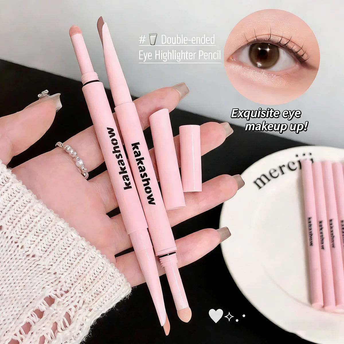 Meniscus Double-End Lying Silkworm Eyeliner Pencil Diamond Glitter Matte Aegyosal Pen Brightening Cream Shadow Highligher Makeup