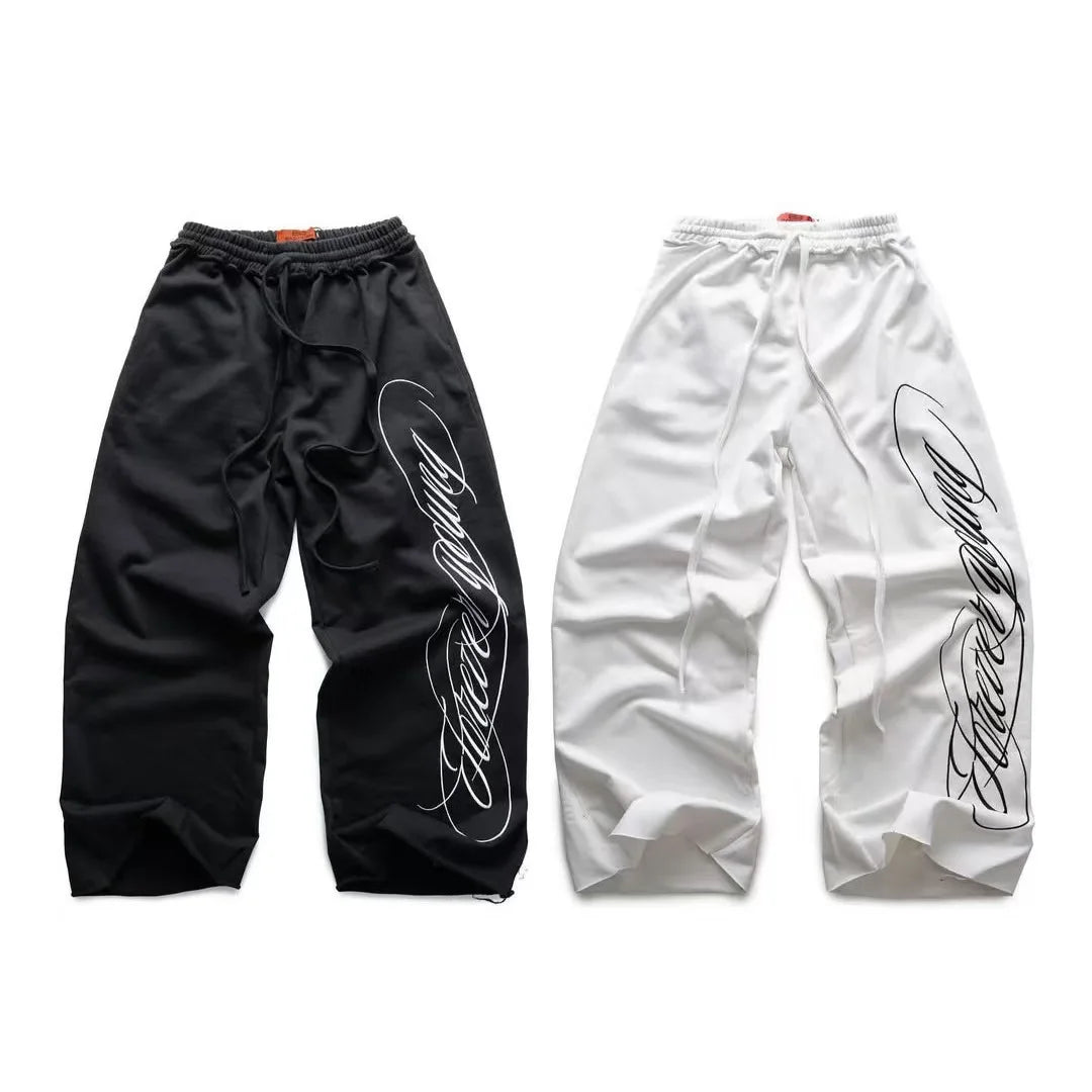Y2K American Hip-Hop Letter Printed Streetwear Men And Women'S Personalized Retro Jogger Loose Wide-Leg Oversize Casual Pants