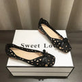Elegant Ladies' Lace-Up Bow Flat Shoes, Breathable Mesh Hollow Out Loafers, Comfortable Walking Shoes For Daily Wear