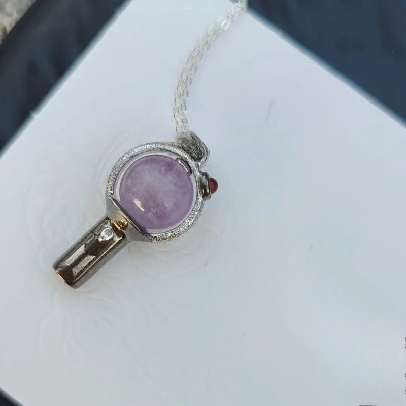 Vintage Exquisite Purple Glass Bead Pendant Necklace Simple Daily Wedding Outfit Charming and Elegant Accessories Birthday Gift