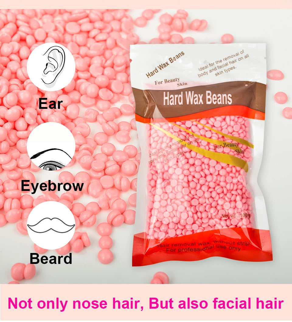 100g-400g hard wax beans Solid Hair Remover No Strip Depilatory Hot Film Wax Bead Hair Wax Heater Removal for Full Body