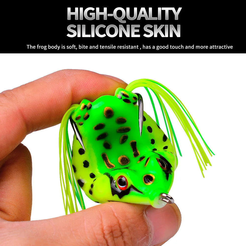 2PCS Soft Silicone Frog Baits, 5G, 8.5G, 13G Plastic Freshwater Fish Baits with Fishhooks, Top Water Rays, Artificial 3D Eyes