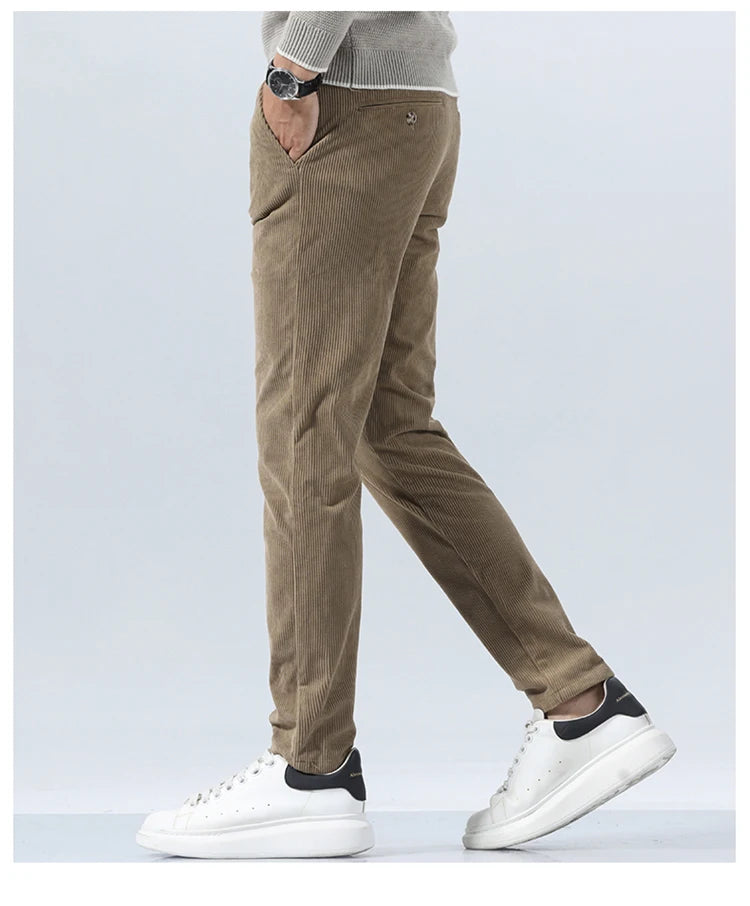 Autumn and Winter Men's Corduroy Trousers New Men's Clothing Stretch Slim Fit Casual Pants Fashion Mens Business Work Pants