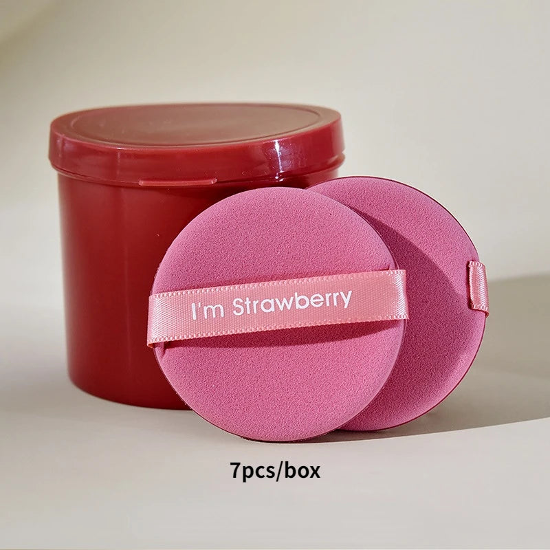 Karsyngirl 7Pcs/Box Strawberry Cosmetic Puff Set Double Side Women'S Soft Makeup Sponge Beauty Make Up Powder Tools