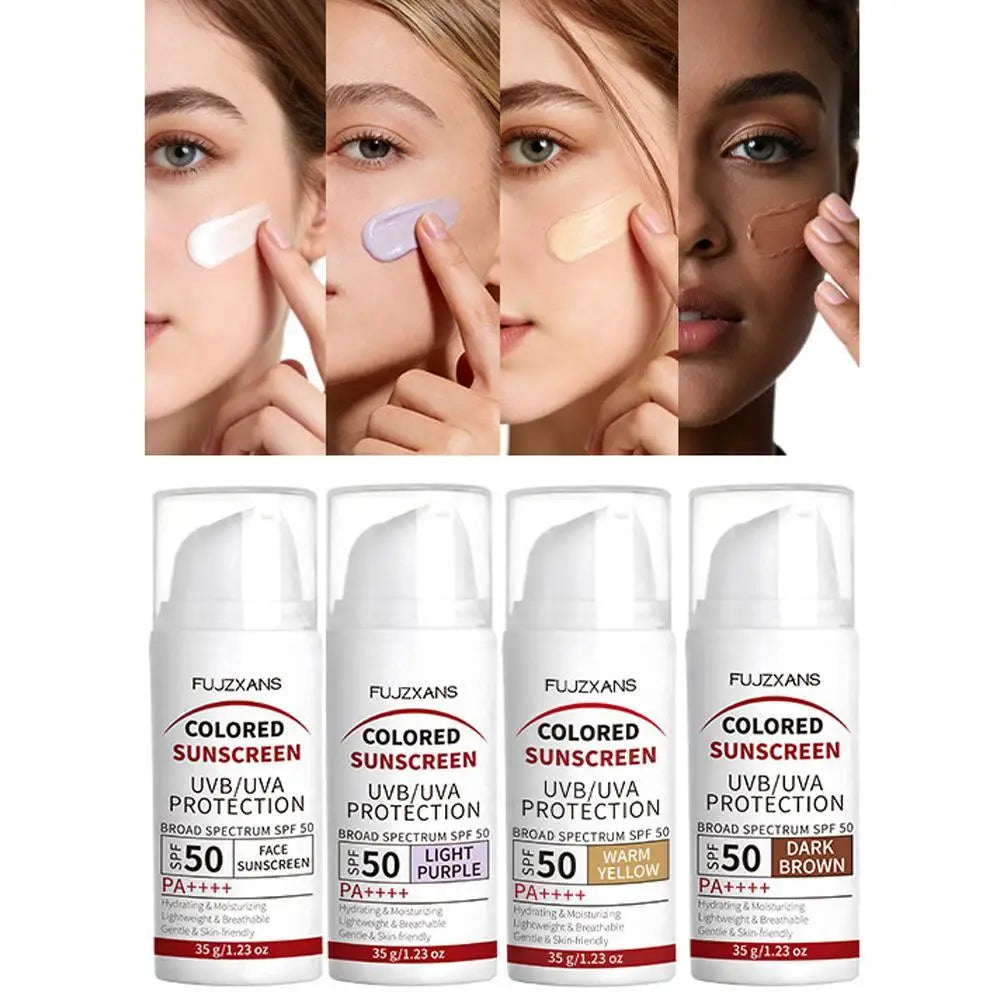 Colored Sunscreen UVB/UVA Protection Broad Spectrum SPF 50 Hydrating Lightweight Breathable Gentle Skin-Friendly Isolation Cream