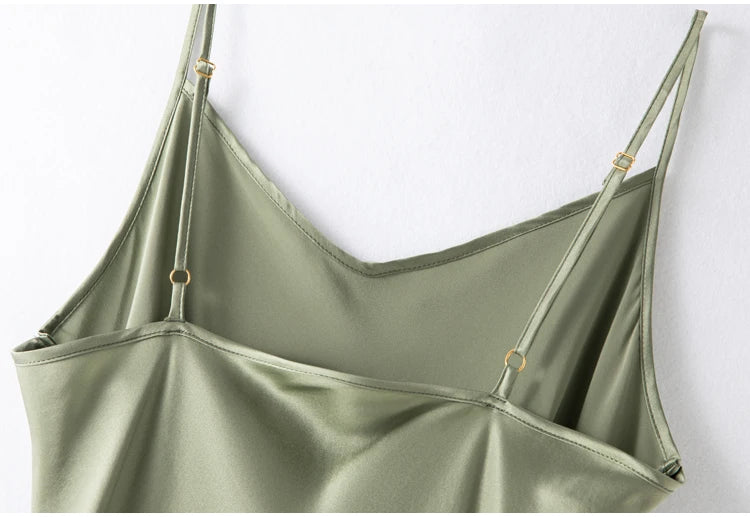 100% Mulberry Silk 22 momme Charmeuse Silk Solid Colors Women Chemise Full Slip Midi Dress Adjustable Straps Night Dress FF079