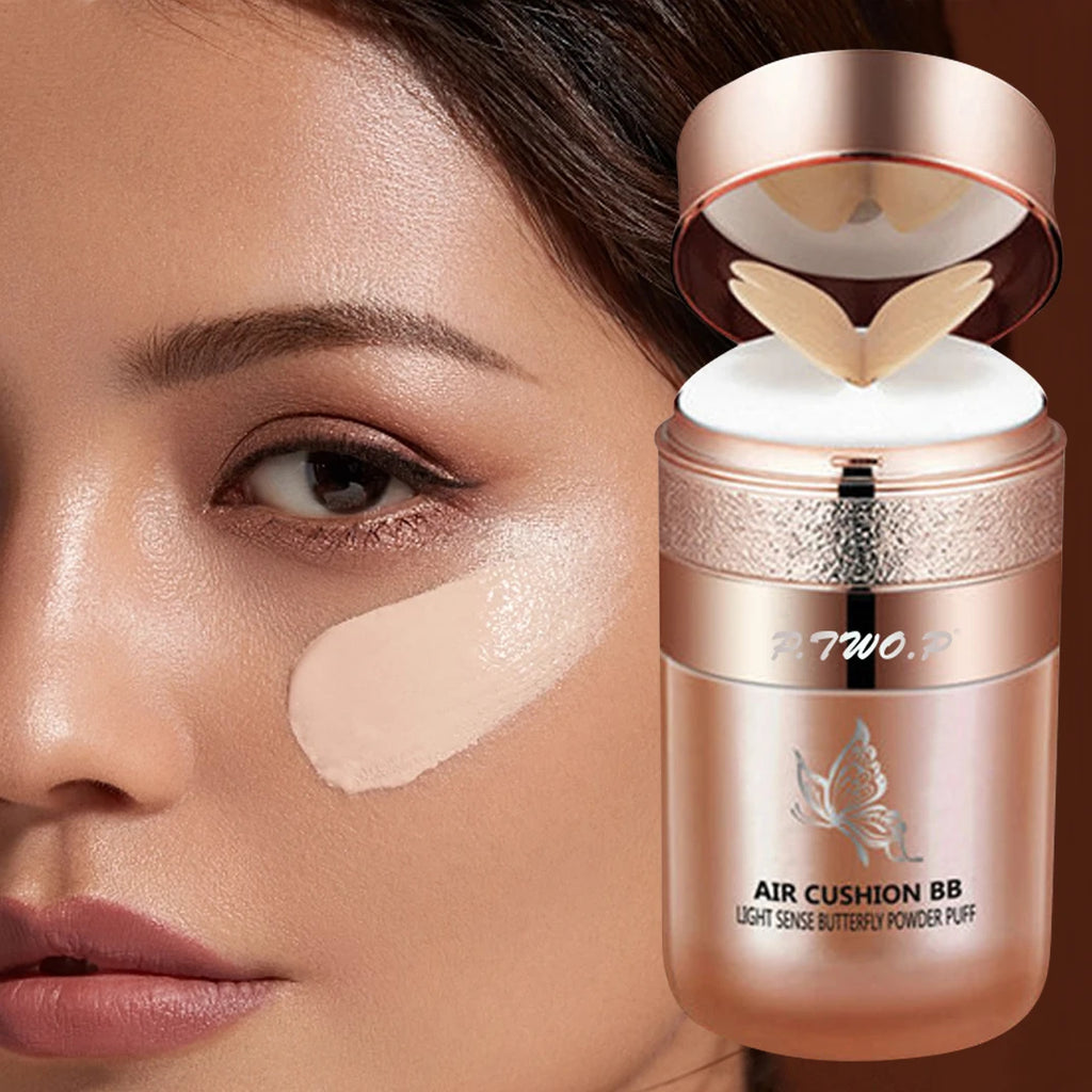 Air Cushion Bb Cream Moisturizing Foundation Concealer Whitening Oil-Control Waterproof Butterfly Powder Puff Makeup Cosmetics