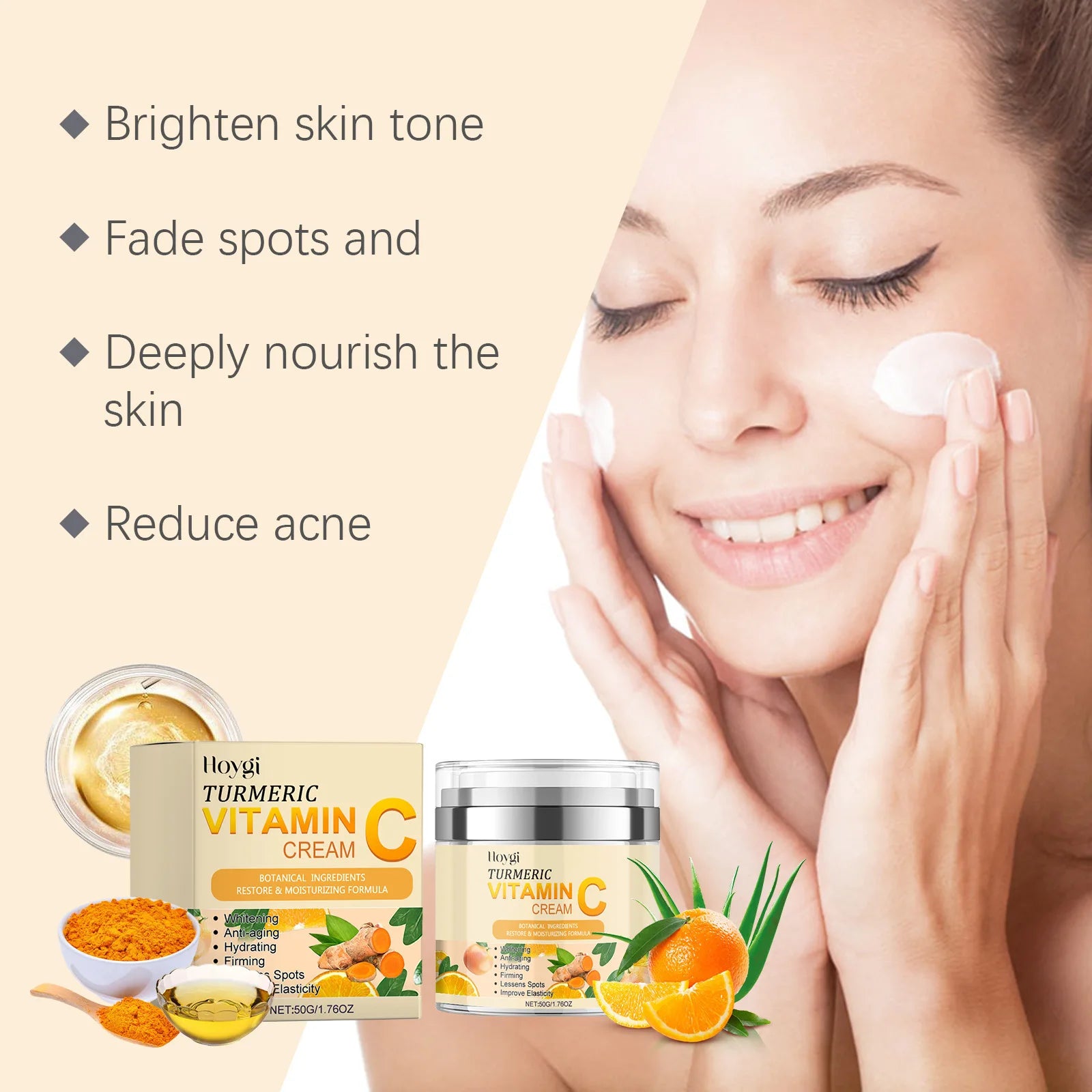 Turmeric Cleanser Oil Control Dark Spot Removal Anti Acne Deep Cleansing Shrink Pore Brightening Moisturizing Vitamin C Cream