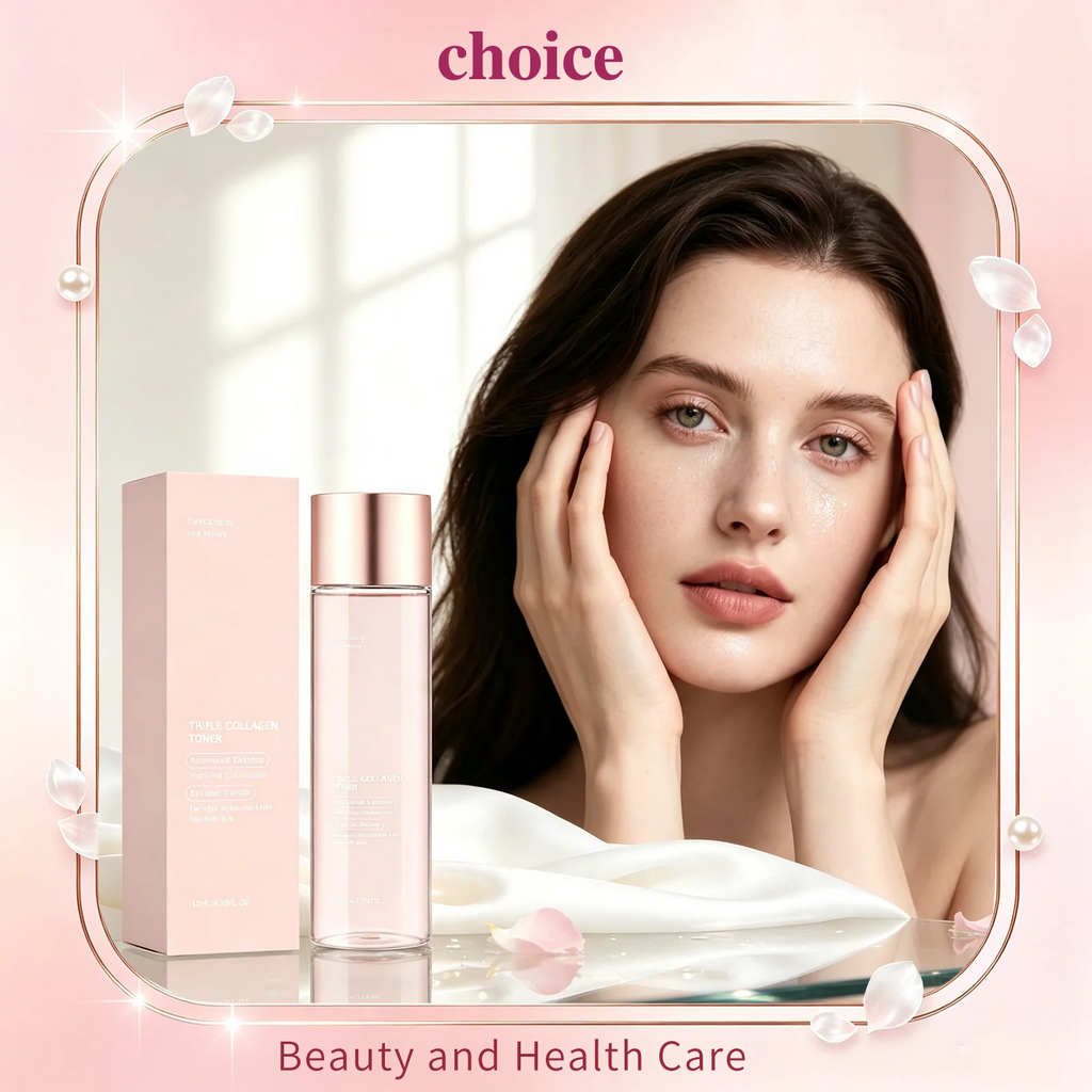 Triple Collagen Toner Moisturizing Watery Non‑Sticky Texture Hydrating Nourishing Skin Care Refreshing Large Capacity Face Toner