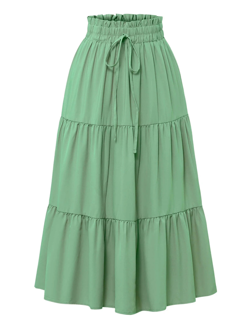 1PC Women's Summer Solid Color Bohemian A-line Midi Skirts 2026 New Female Vacation Casual Loose Faldas
