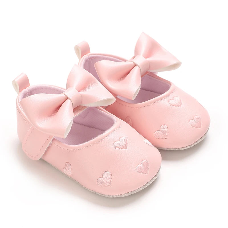 Baby Girls' First Walker Dress Shoes - Soft Sole Bow Knot Heart
