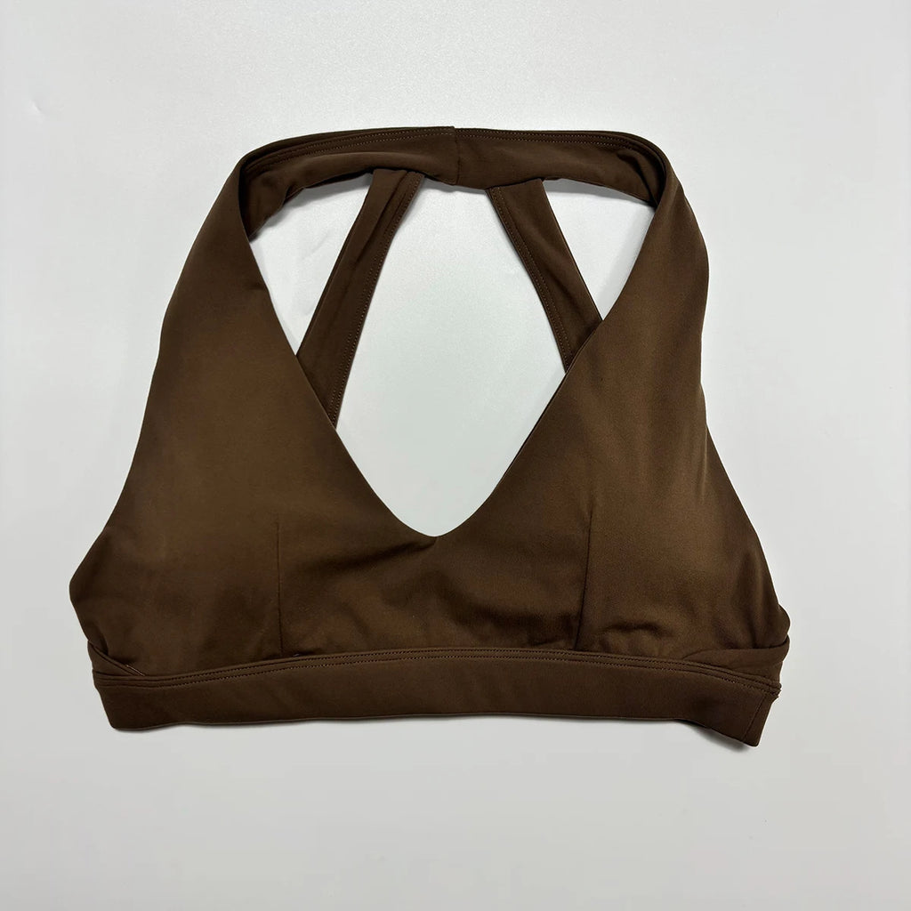 New Summer Women's Halter Sport Bra Shockproof Gym Running Bra Beautiful Back Yoga Crop Top Summer New Female Underwear