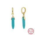 ORSA JEWELS Minimalist Turquoise Drop Earrings for Women's High-end Accessories Bohemian Vacation 925 Silver Earrings GME44