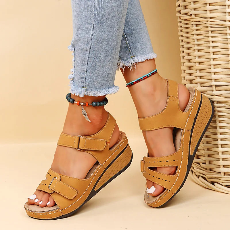 Women's Wedge Platform Sandals - Open Toe Casual Beach Shoes