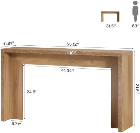 Farmhouse Console Table, 55-Inch Wooden Sofa Table with Storage for Entryway, Foyer, Hallway, Living Room, Easy