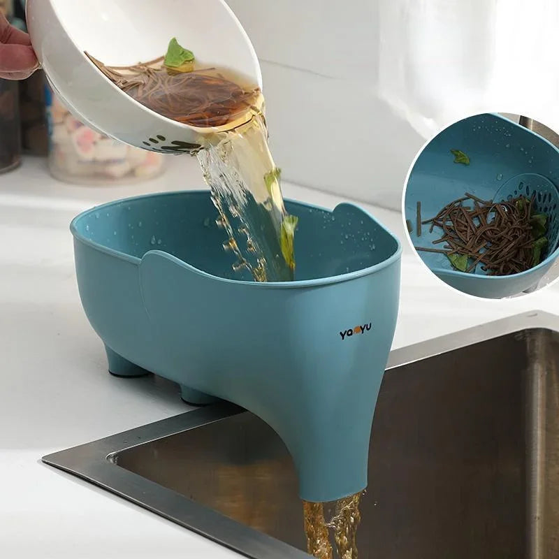Filtro de canasta para desagüe de fregadero de cocina, filtro de residuos en forma de elefante, cestas colgantes para verduras, escurridor de lavado, estante de almacenamiento