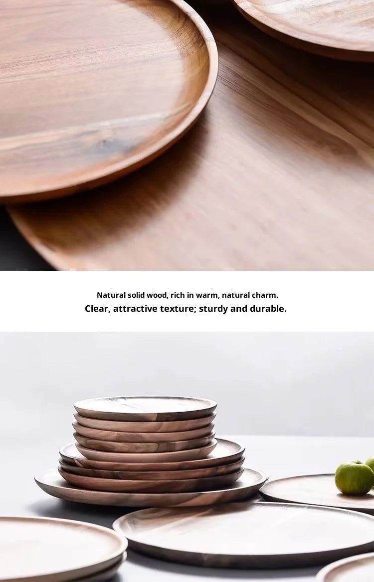 2026 New 15/20/25cm DIY Thinking Wooden Plate Round Tea Wooden Dining Plate Snack Bread Dried Fruit Plate
