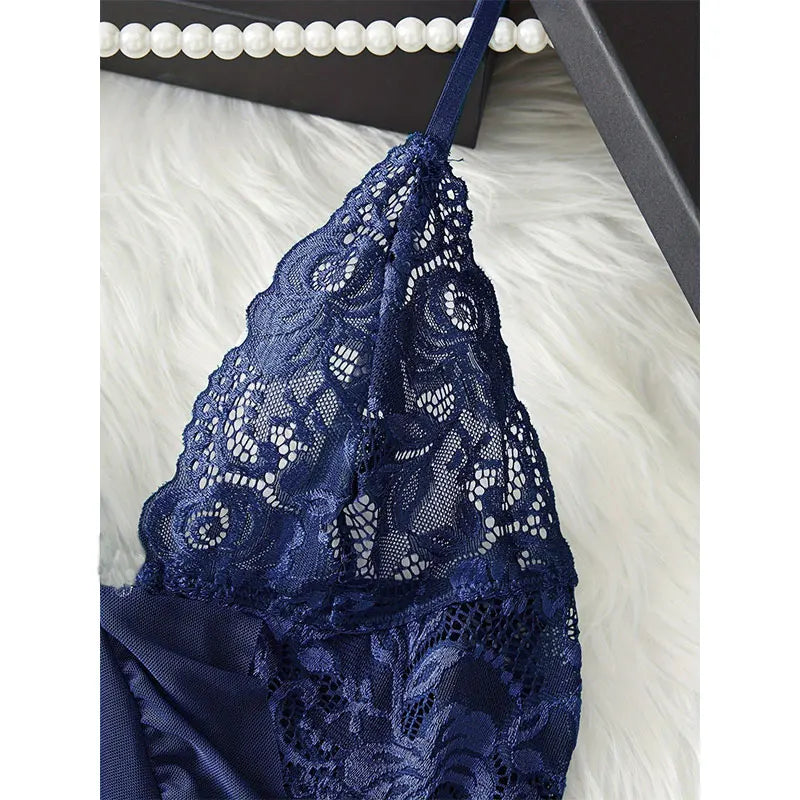 Curves 2-Piece Women's Underwear Set Lace Low-Rise Panties With Nightgown Intimate Apparel Breathable Delicate Summer Lingerie